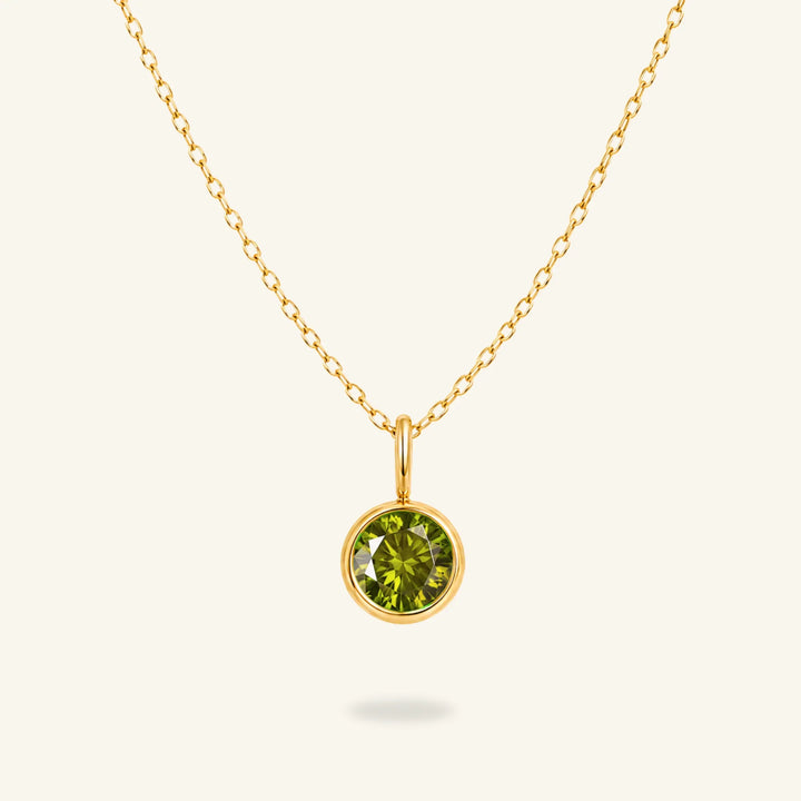Round Birthstone Charm Necklace