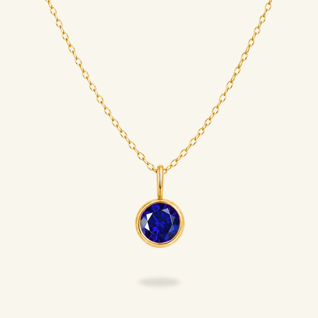 Round Birthstone Charm Necklace