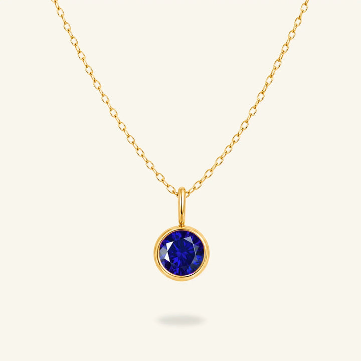 Round Birthstone Charm Necklace