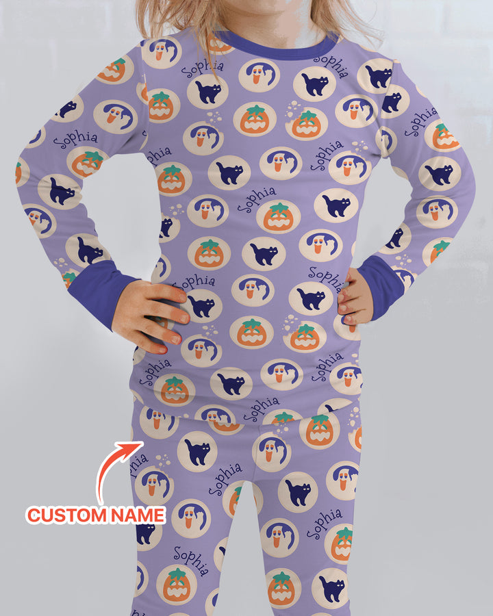 Boo Crew Custom Name Bamboo Two Piece Long Sleeve Pajama Set