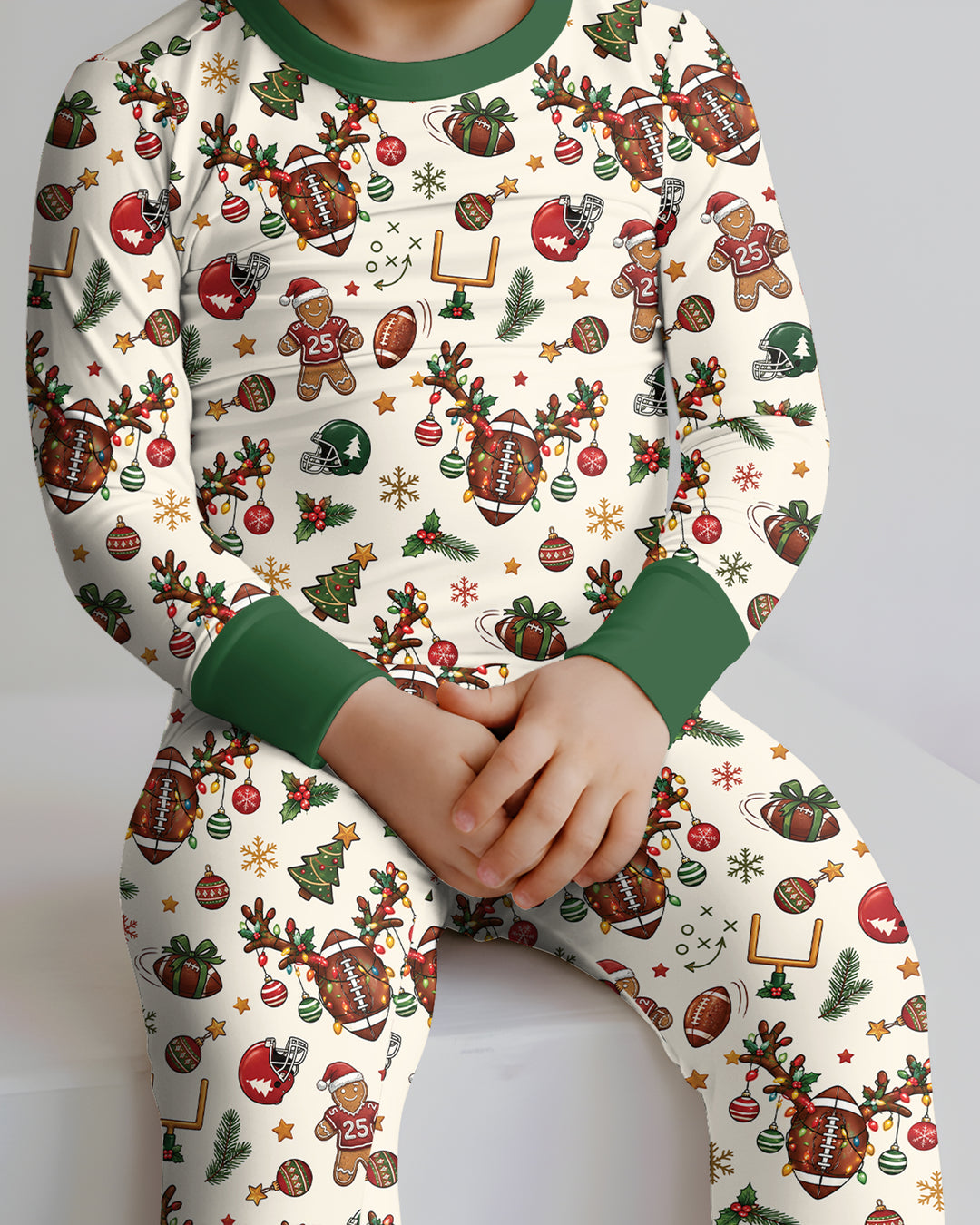Football Christmas Merry Kickmas Bamboo Two Piece Long Sleeve Pajama Set