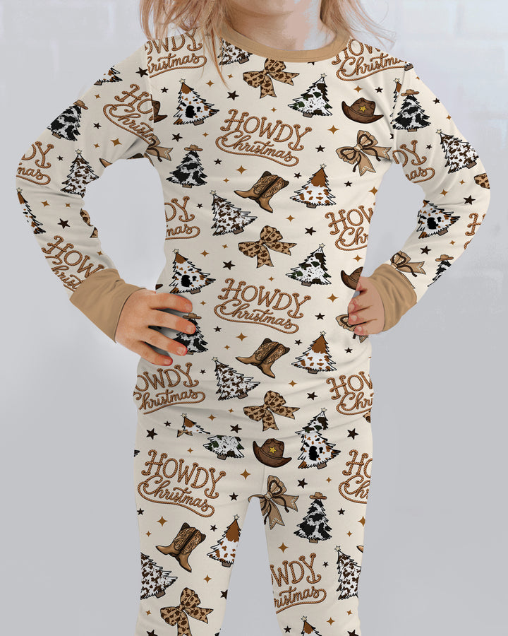 Coquette Western Howdy Christmas Bamboo Two Piece Long Sleeve Pajama Set