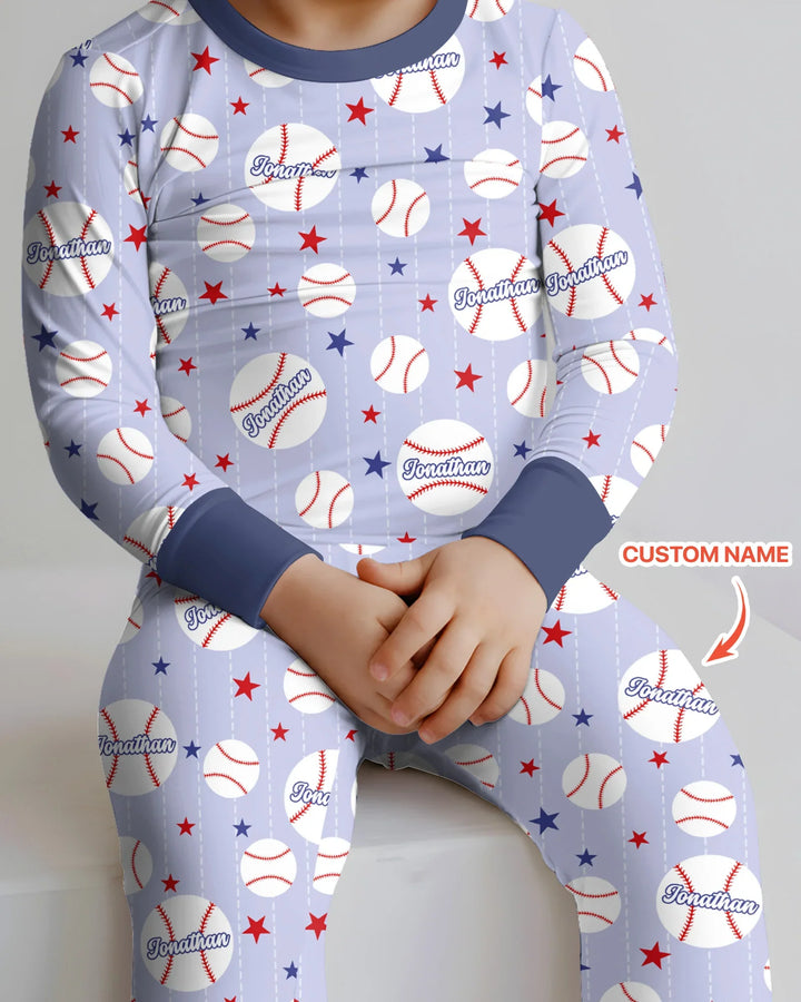 Custom Name Rookie of The Year Matching Bamboo Two Piece Long Sleeve Pajama Set