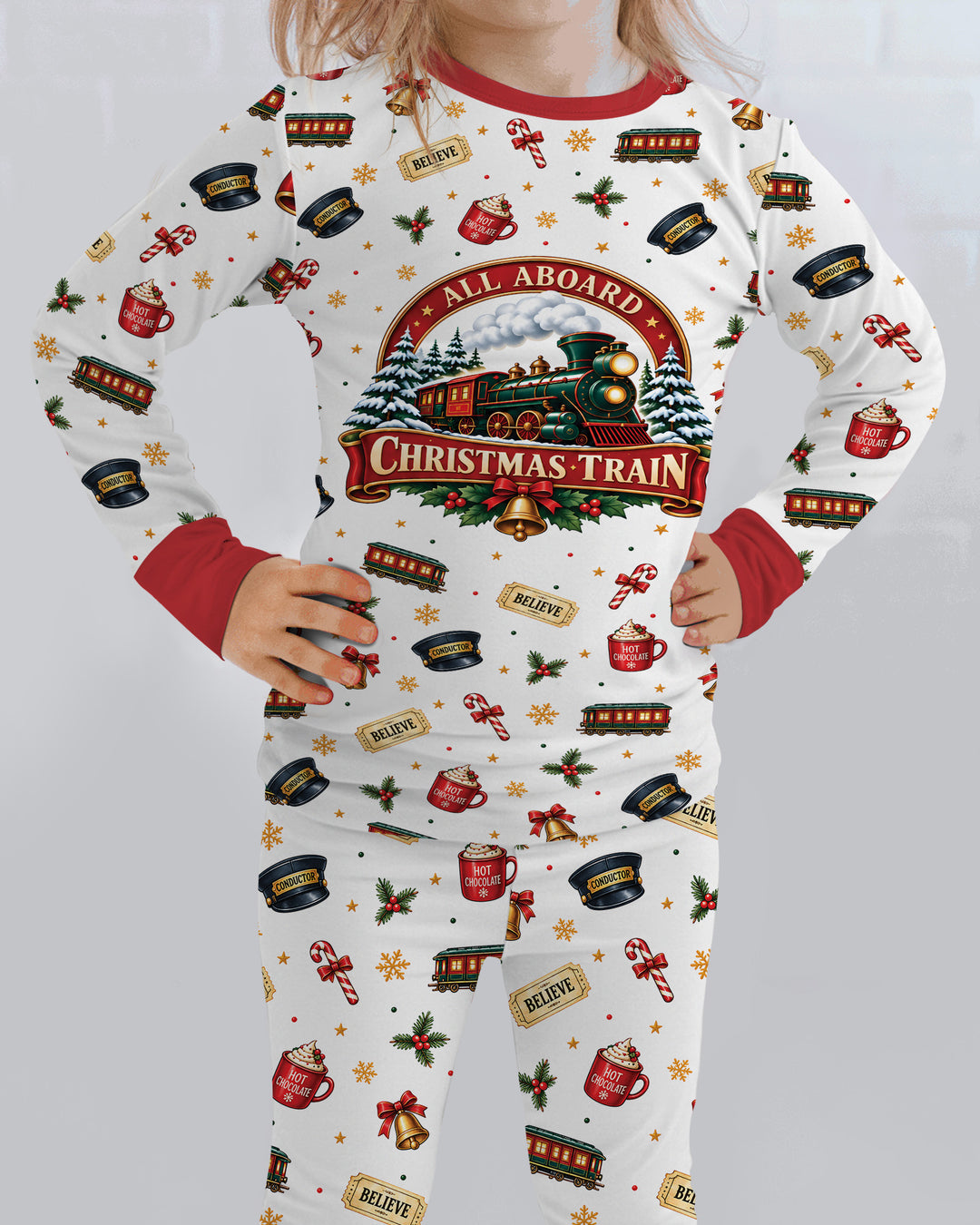 All Aboard Christmas Express Bamboo Two Piece Long Sleeve Pajama Set
