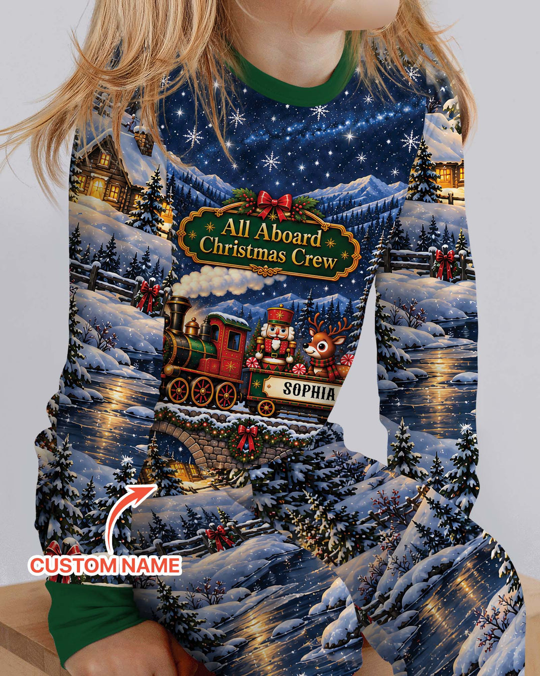 All Aboard Christmas Crew Bamboo Two Piece Long Sleeve Pajama Set