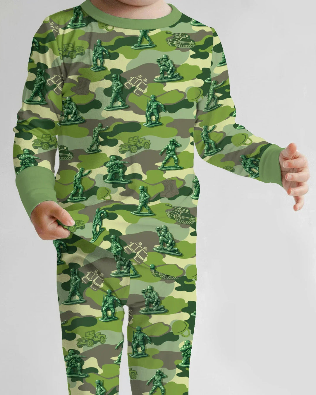 Green Army Men Bamboo Two Piece Long Sleeve Pajama Set