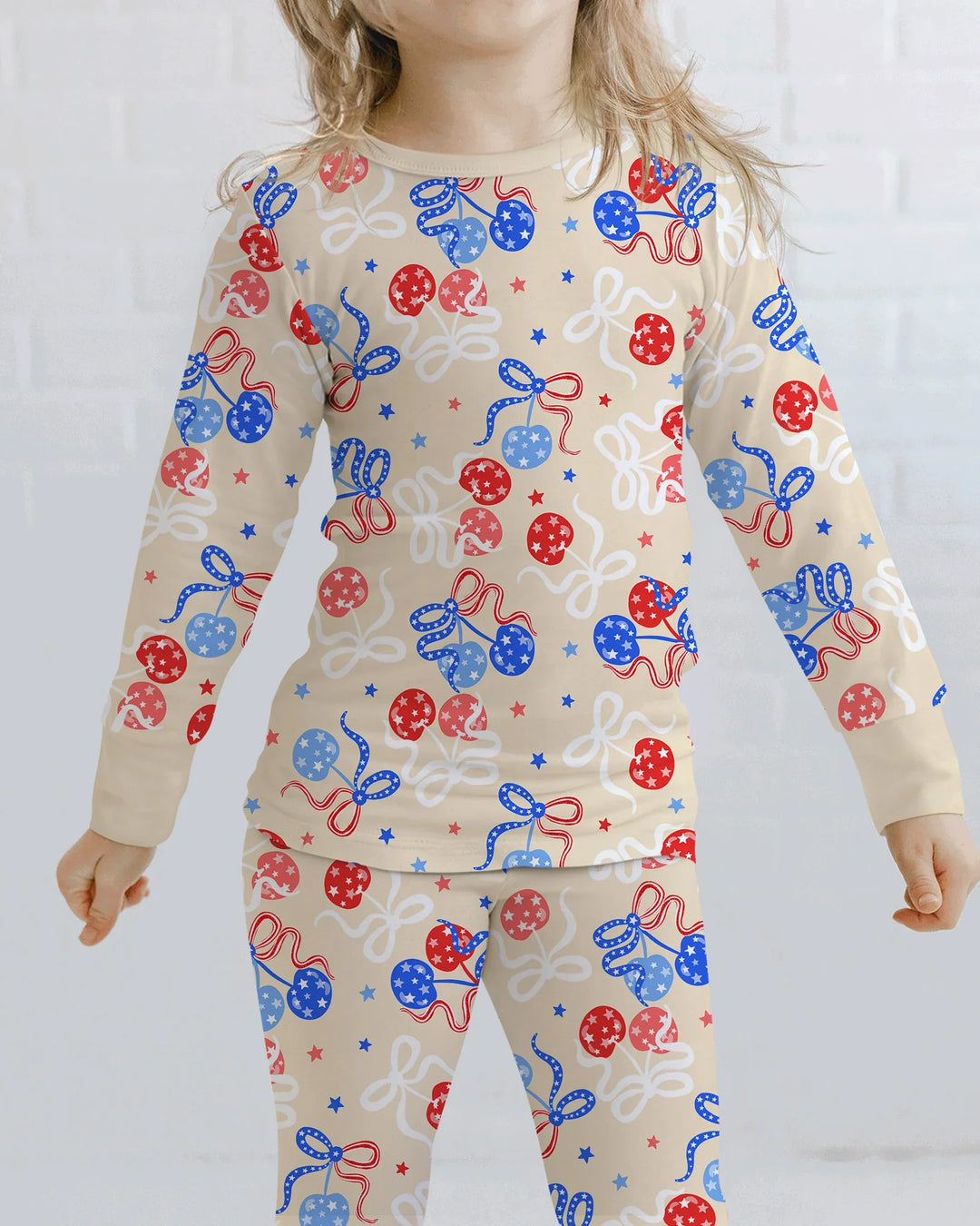 Cherry America 4th of July Bamboo Two Piece Long Sleeve Pajama Set