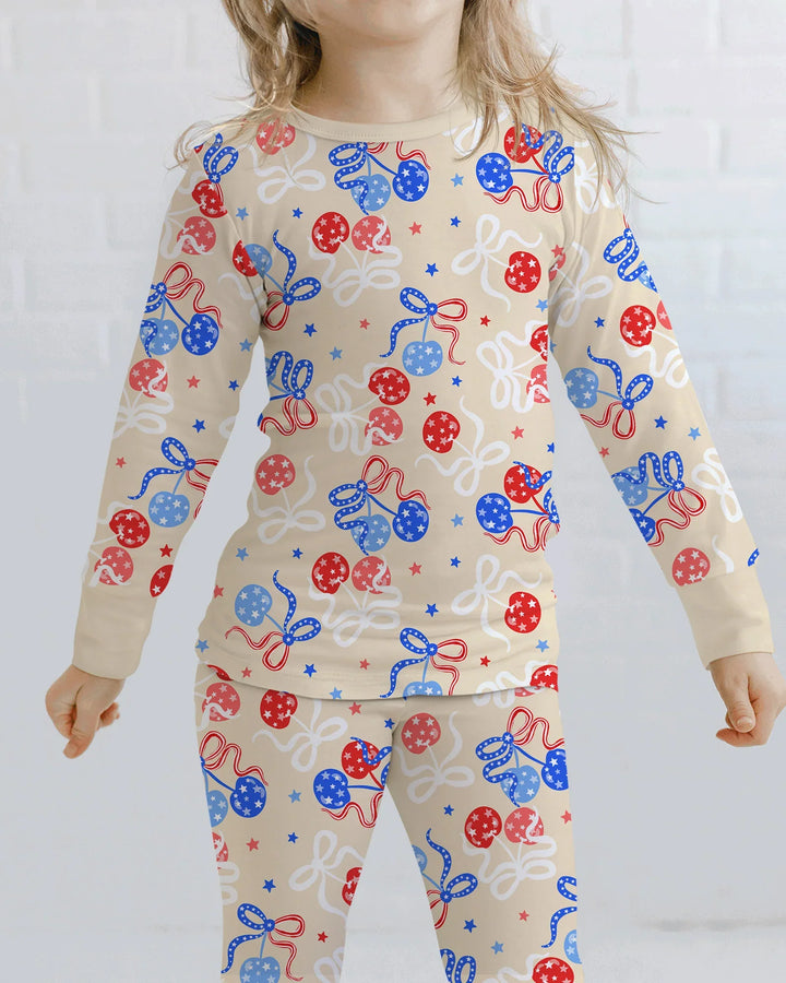 Cherry America 4th of July Bamboo Two Piece Long Sleeve Pajama Set