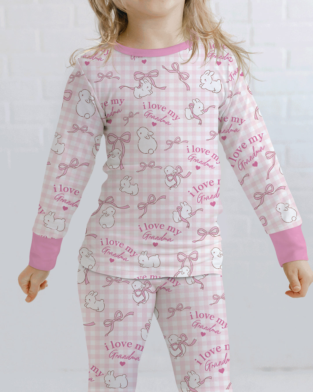 Personalized I Love My Grandma Bamboo Two Piece Long Sleeve Pajama Set