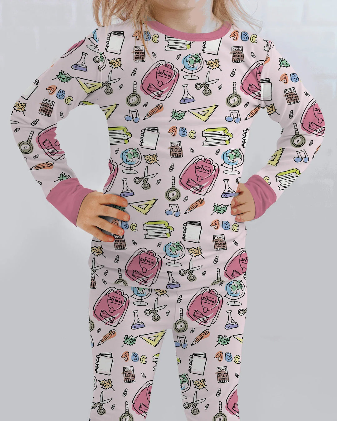 Doodle School Days Bamboo Two Piece Long Sleeve Pajama Set