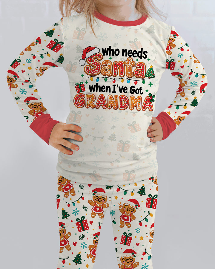 Who Needs Santa When I've Got Grandma Bamboo Two Piece Long Sleeve Pajama Set
