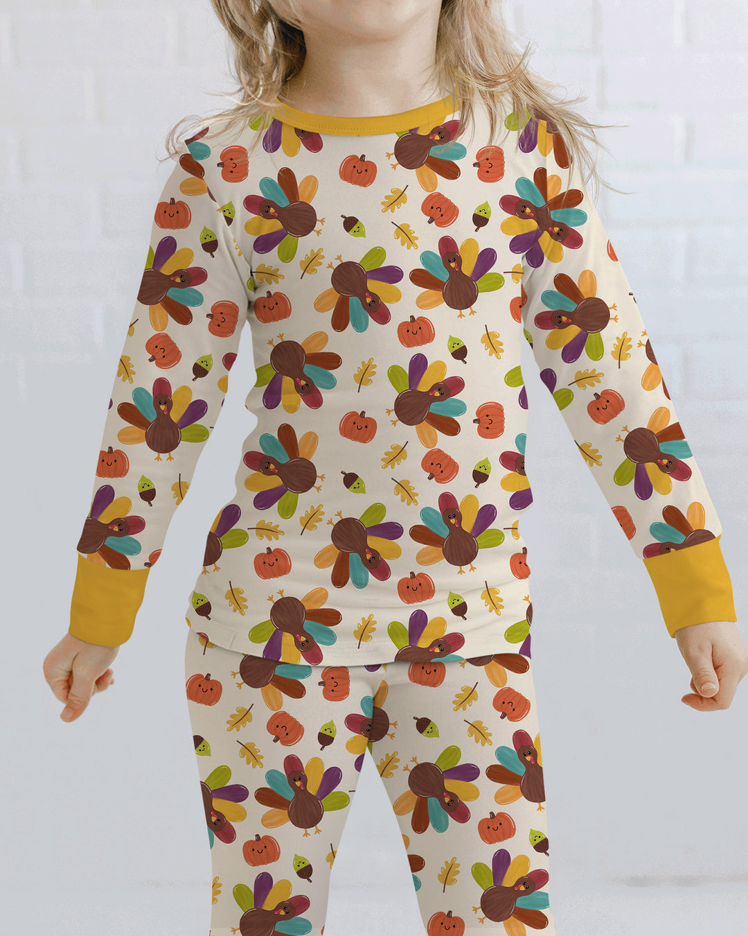 Thankful Turkey Days Bamboo Two Piece Long Sleeve Pajama Set