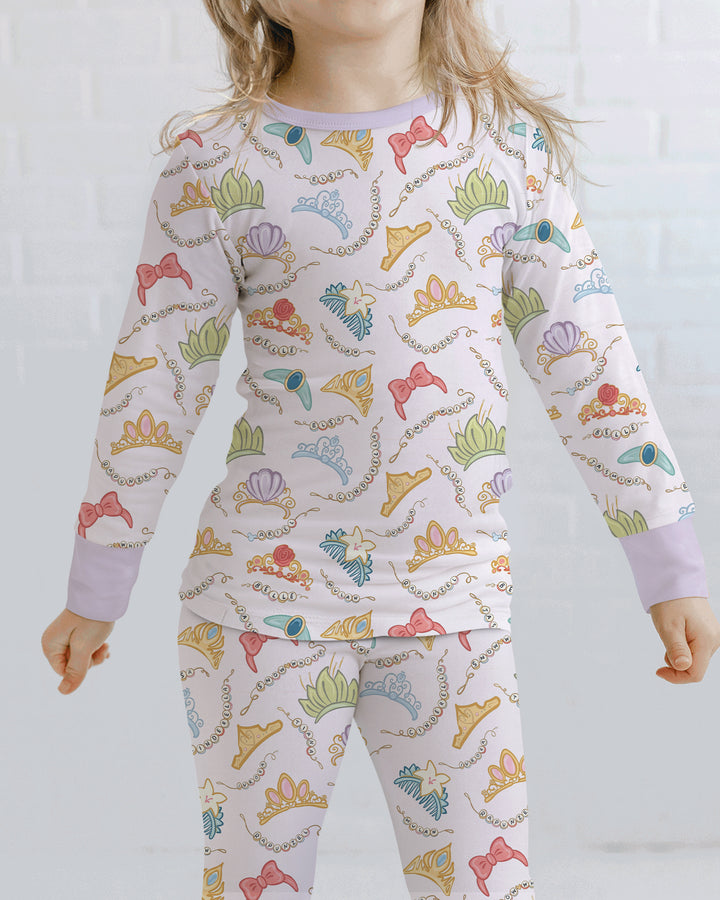 Princess Crowns Bamboo Two Piece Long Sleeve Pajama Set