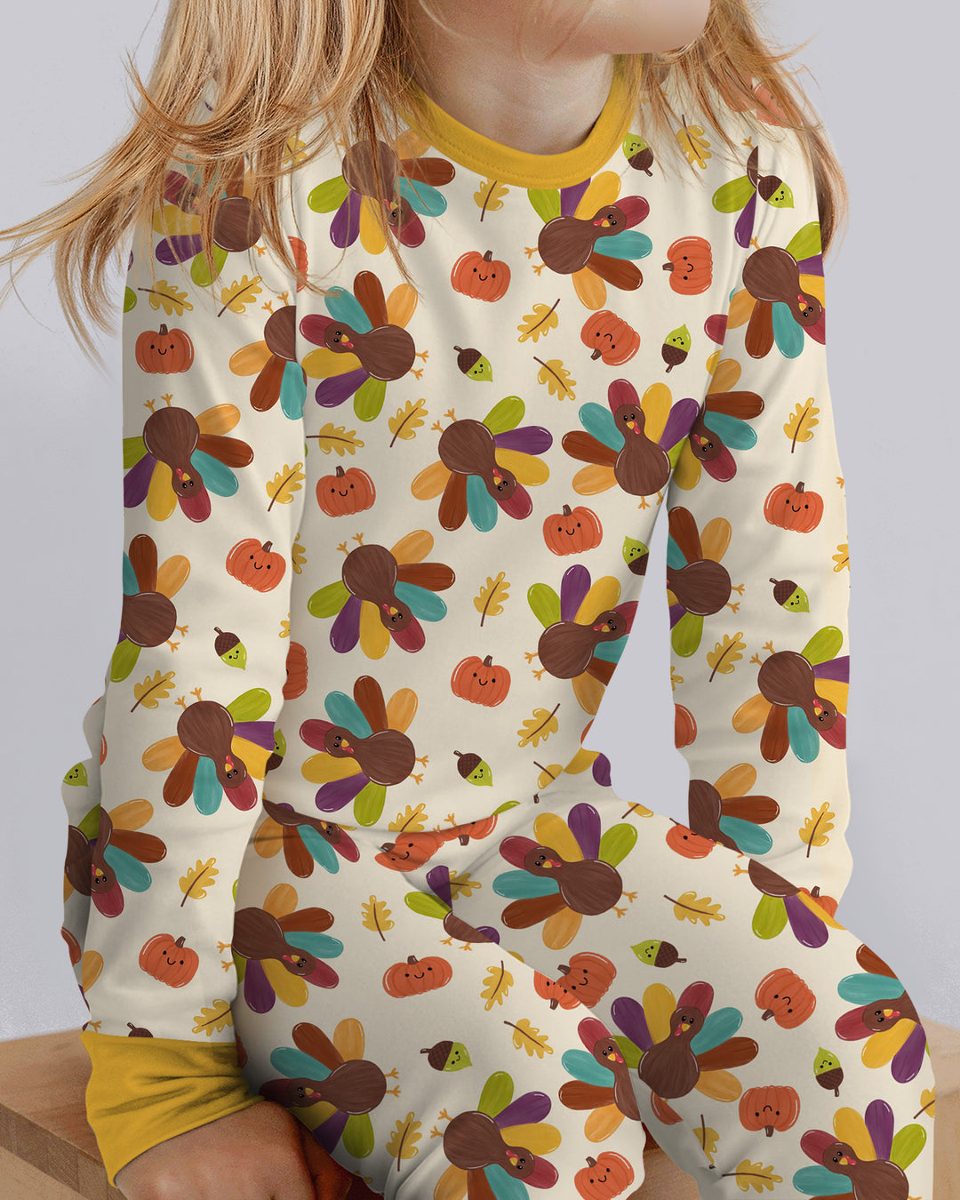 Thankful Turkey Days Bamboo Two Piece Long Sleeve Pajama Set