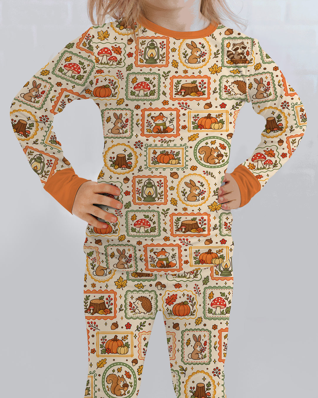 Woodland Animal Fall Bamboo Two Piece Long Sleeve Pajama Set