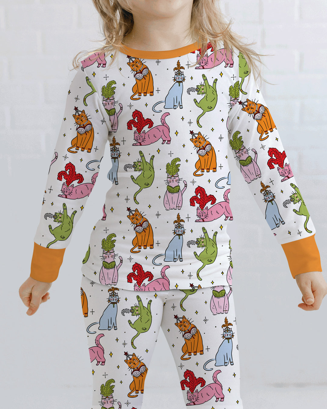 Whimsical Cats Bamboo Two Piece Long Sleeve Pajama Set