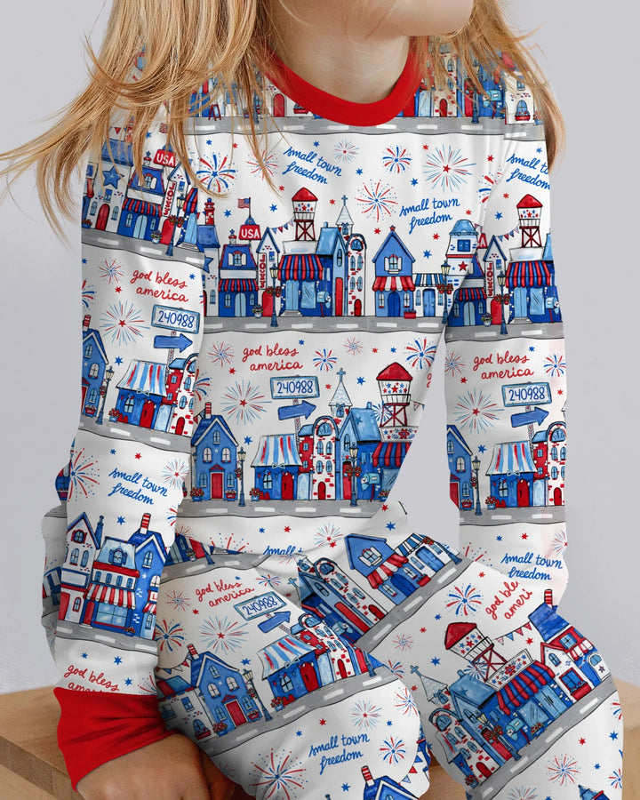 Small Town Freedom USA Bamboo Two Piece Long Sleeve Pajama Set