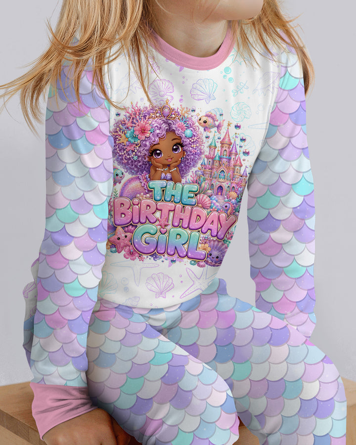 Black Mermaid The Birthday Girl  Bamboo Two Piece Long Sleeve Pajama Set