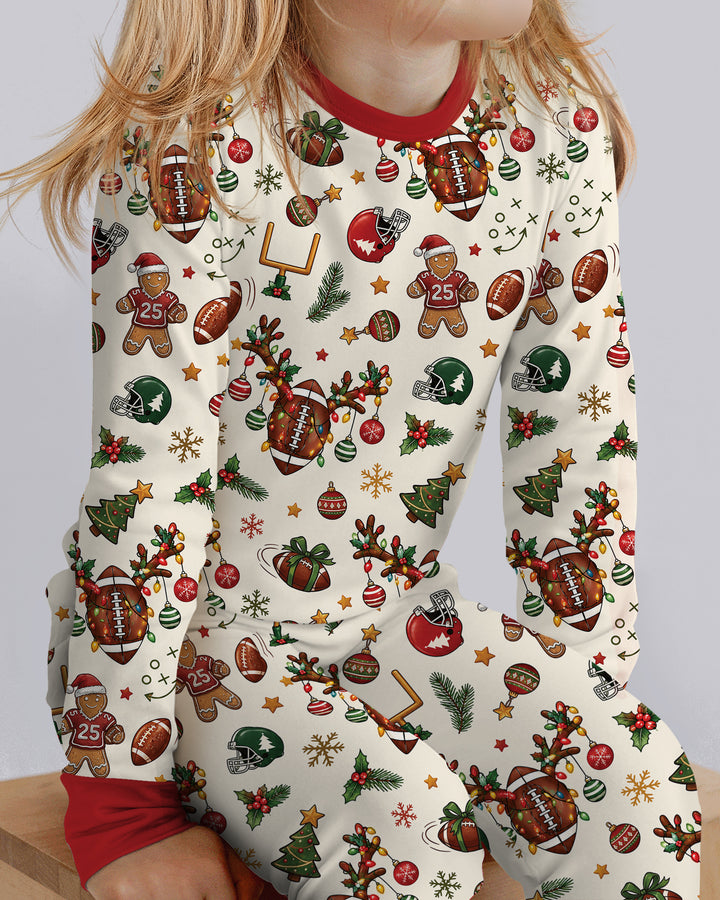 Football Christmas Merry Kickmas Bamboo Two Piece Long Sleeve Pajama Set