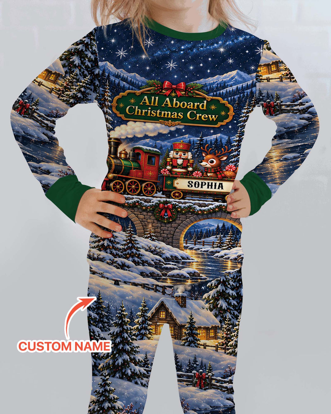 All Aboard Christmas Crew Bamboo Two Piece Long Sleeve Pajama Set