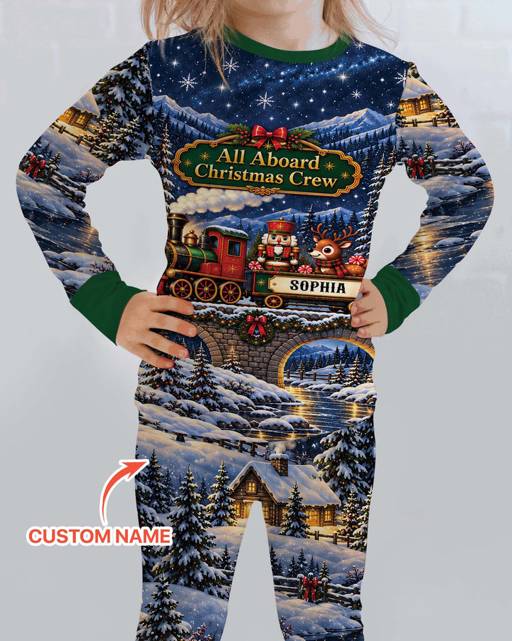 All Aboard Christmas Crew Bamboo Two Piece Long Sleeve Pajama Set