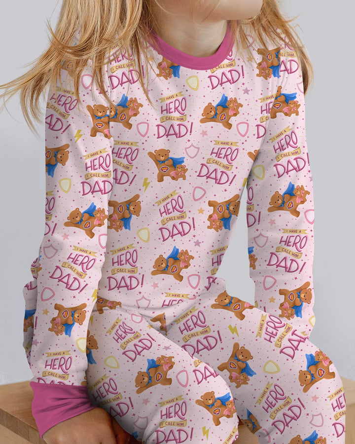 I Have A Hero Daddy & Me Matching Bamboo Two Piece Long Sleeve Pajama Set