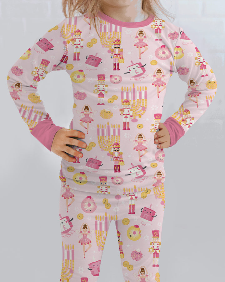 Hanukkah Nutcracker King Family Matching Bamboo Two Piece Long Sleeve Pajama Set