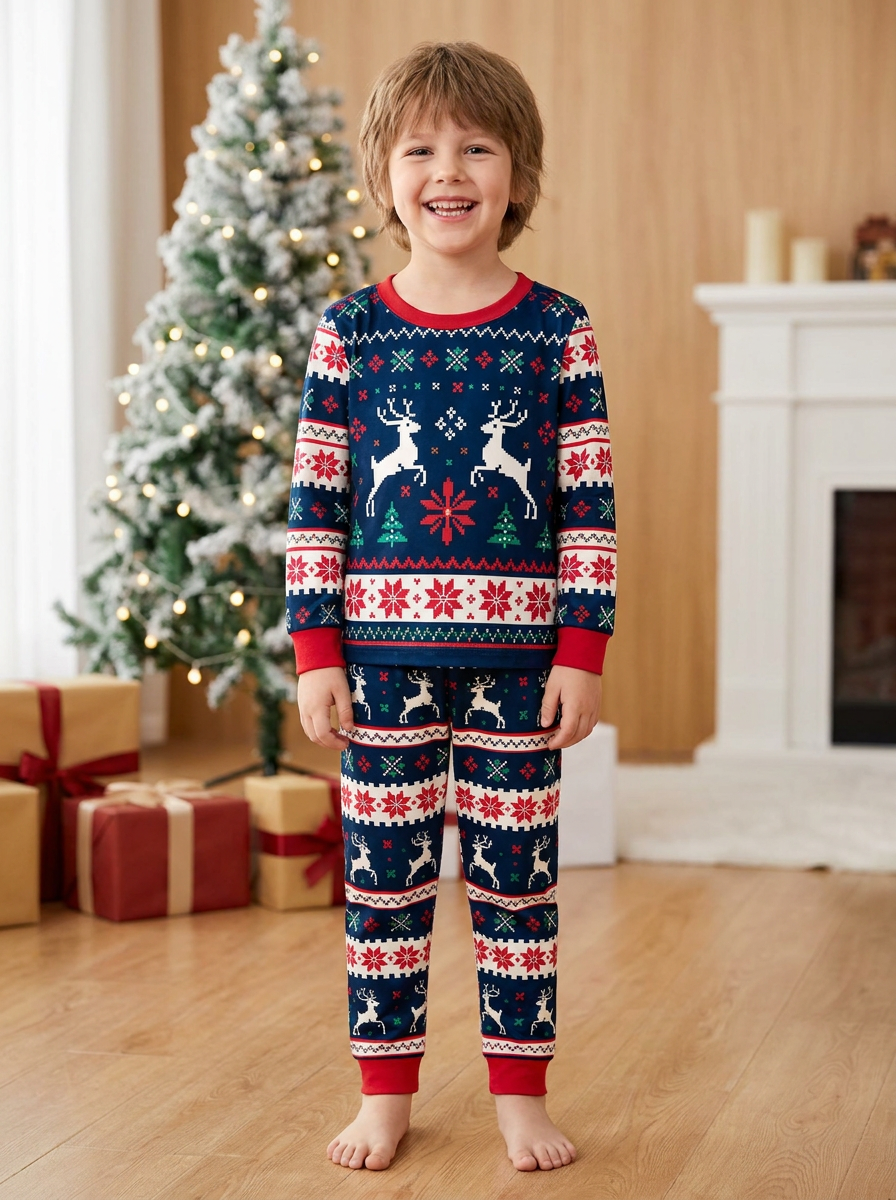 Classic Fair Isle Winter Bamboo Two Piece Long Sleeve Pajama Set