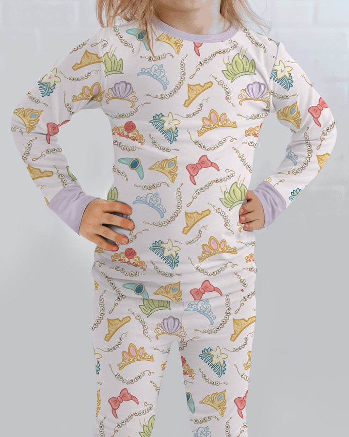 Princess Crowns Bamboo Two Piece Long Sleeve Pajama Set