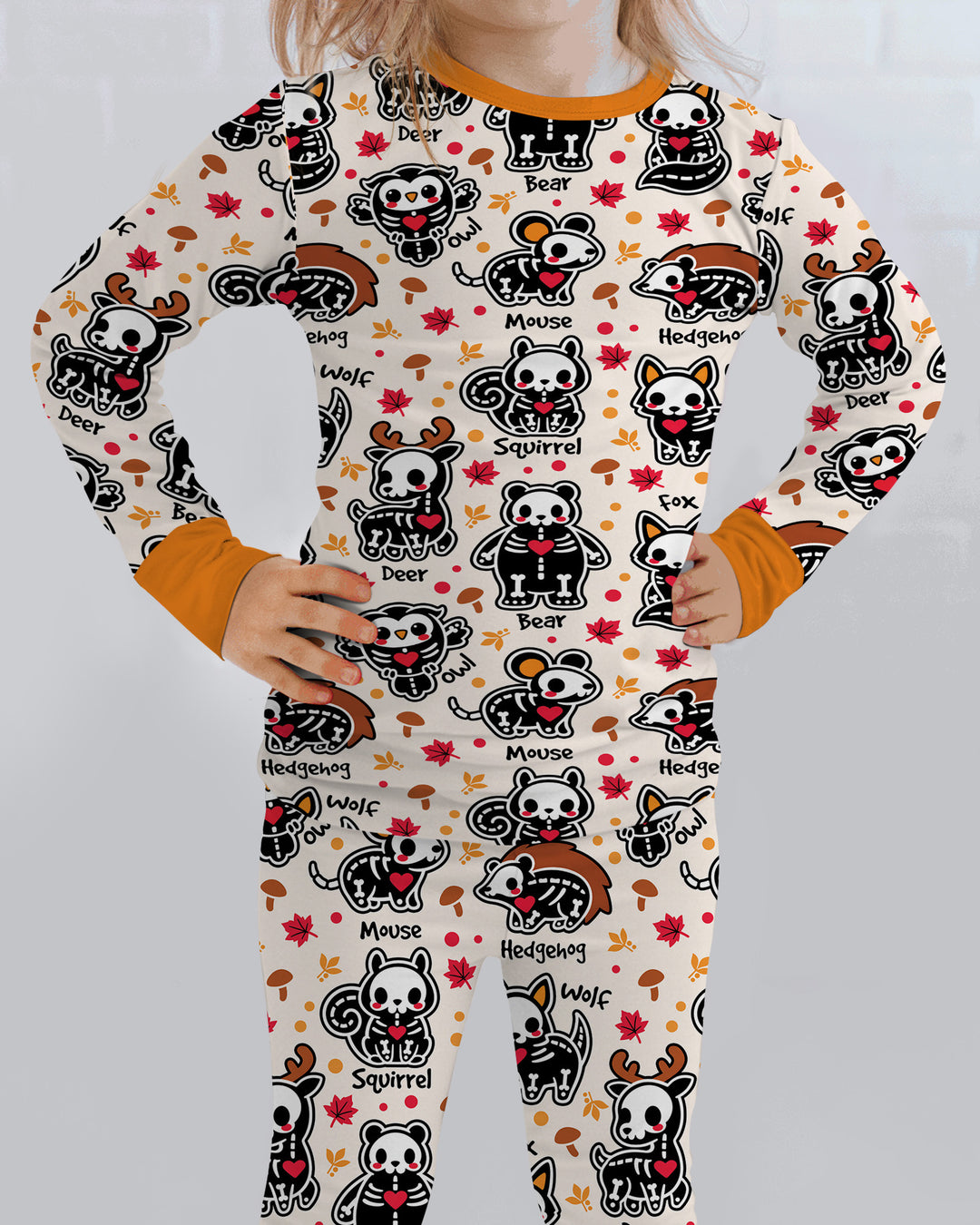 Autumn Charm Skeleton Cute Pet Bamboo Two Piece Long Sleeve Pajama Set