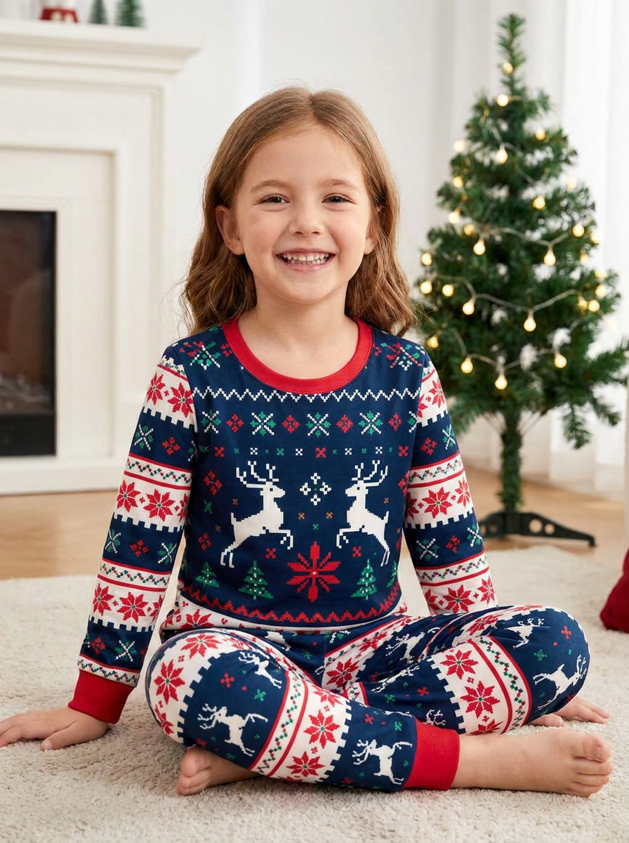 Classic Fair Isle Winter Bamboo Two Piece Long Sleeve Pajama Set