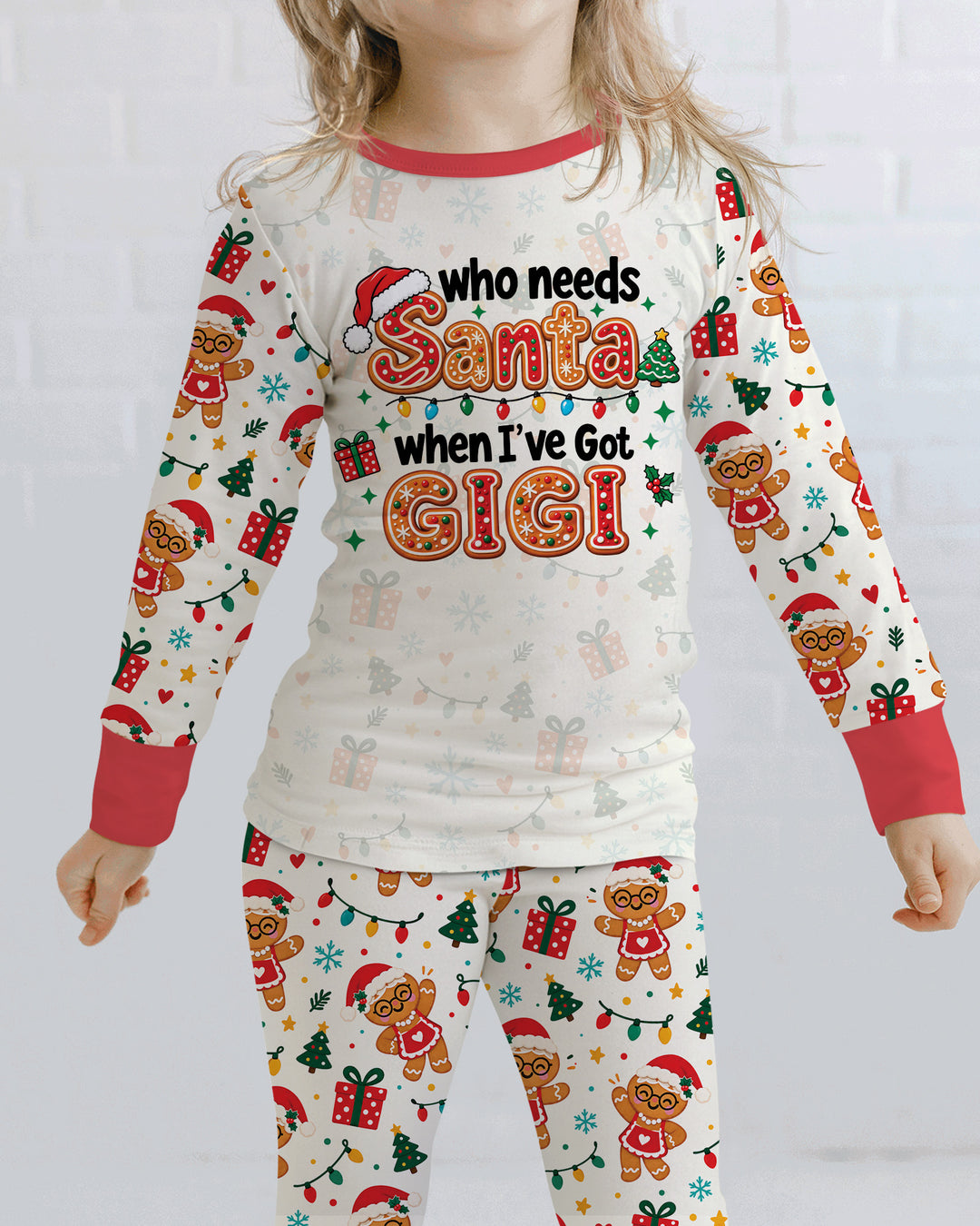 Who Needs Santa When I've Got Grandma Bamboo Two Piece Long Sleeve Pajama Set