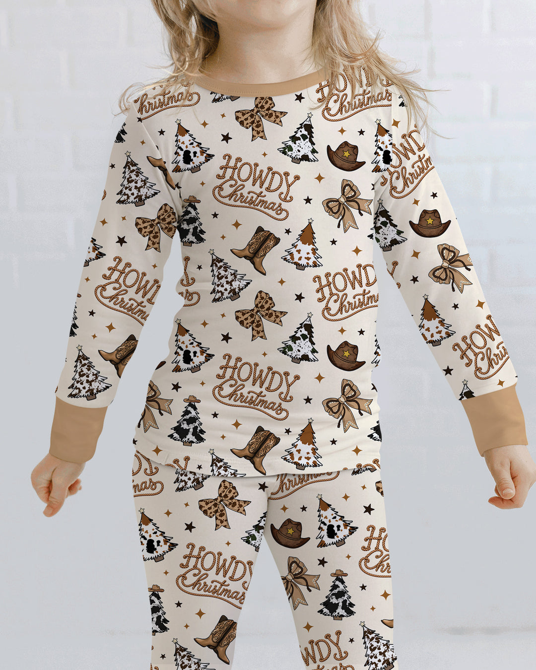 Coquette Western Howdy Christmas Bamboo Two Piece Long Sleeve Pajama Set