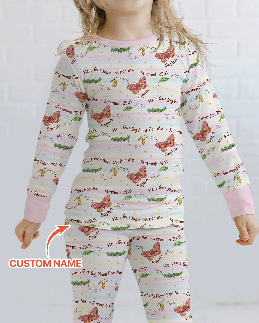 Custom Name He's Got Big Plans For Me  Bamboo Two Piece Long Sleeve Pajama Set