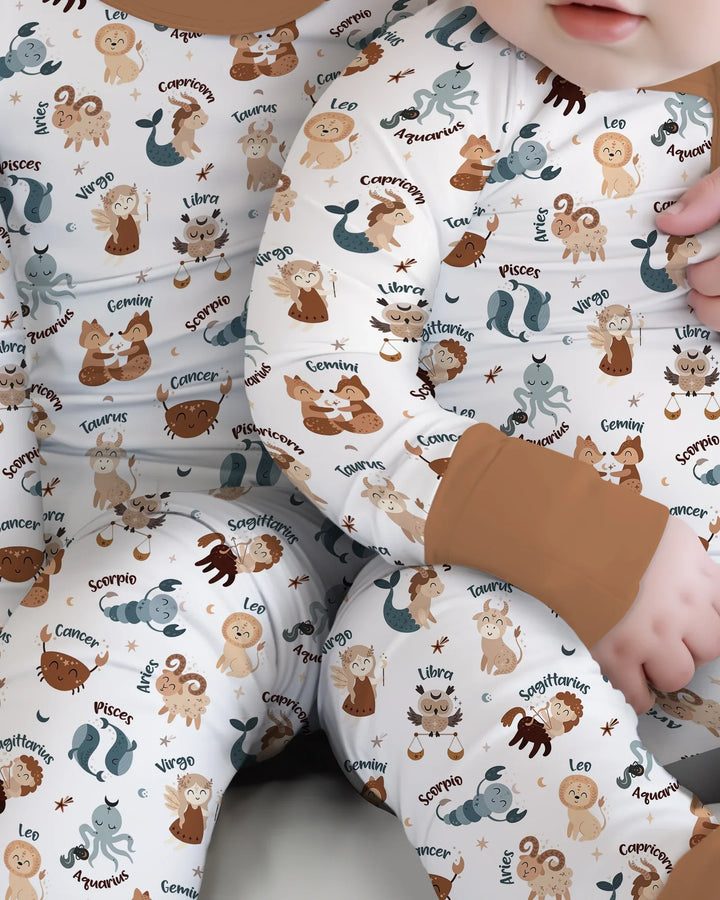 Cute Kids Horoscope Bamboo Two Piece Long Sleeve Pajama Set