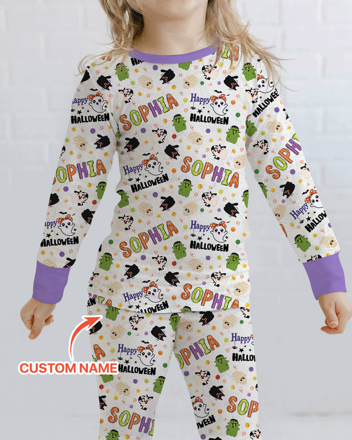 Personalized My First Halloween  Bamboo Two Piece Long Sleeve Pajama Set