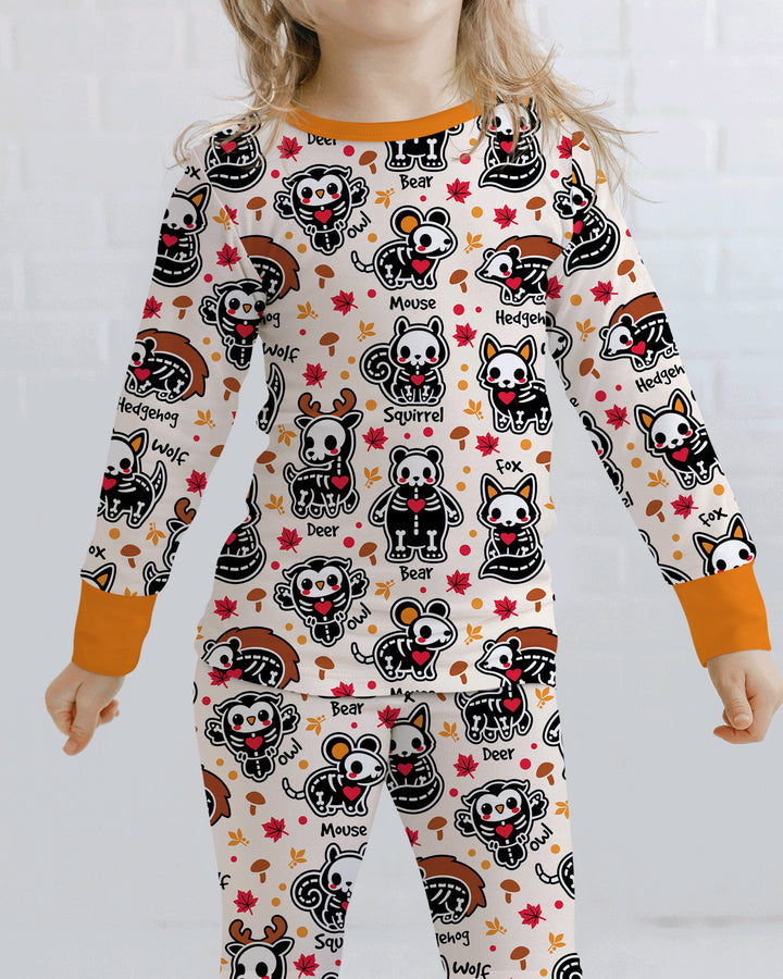 Autumn Charm Skeleton Cute Pet Bamboo Two Piece Long Sleeve Pajama Set