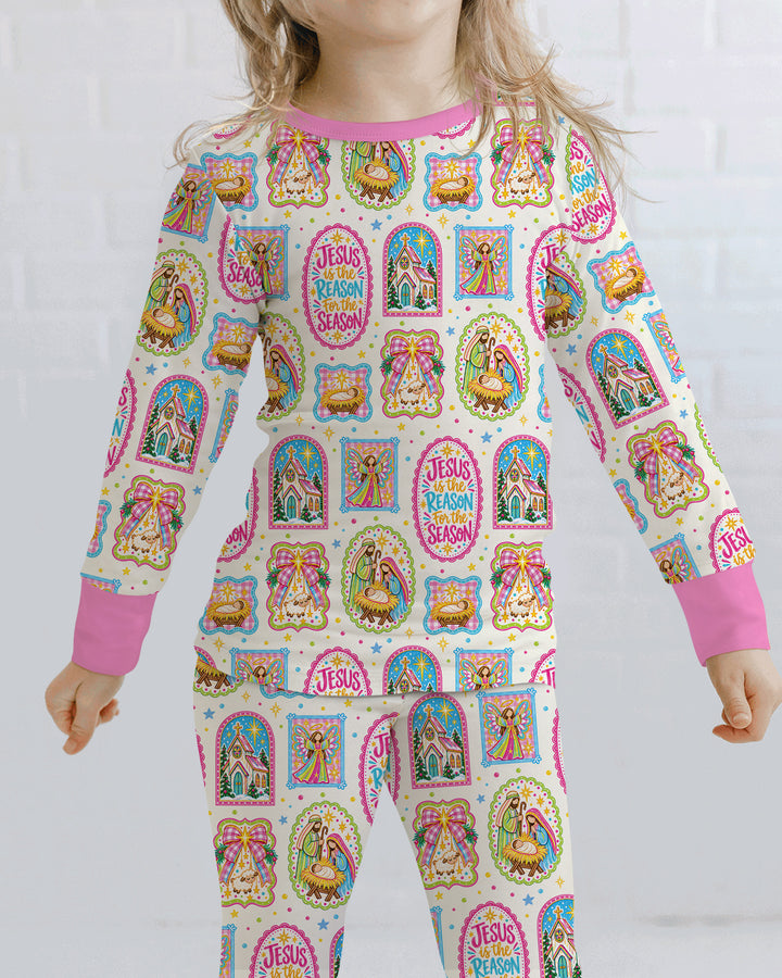 Nativity Jesus Is The Reason Bamboo Two Piece Long Sleeve Pajama Set