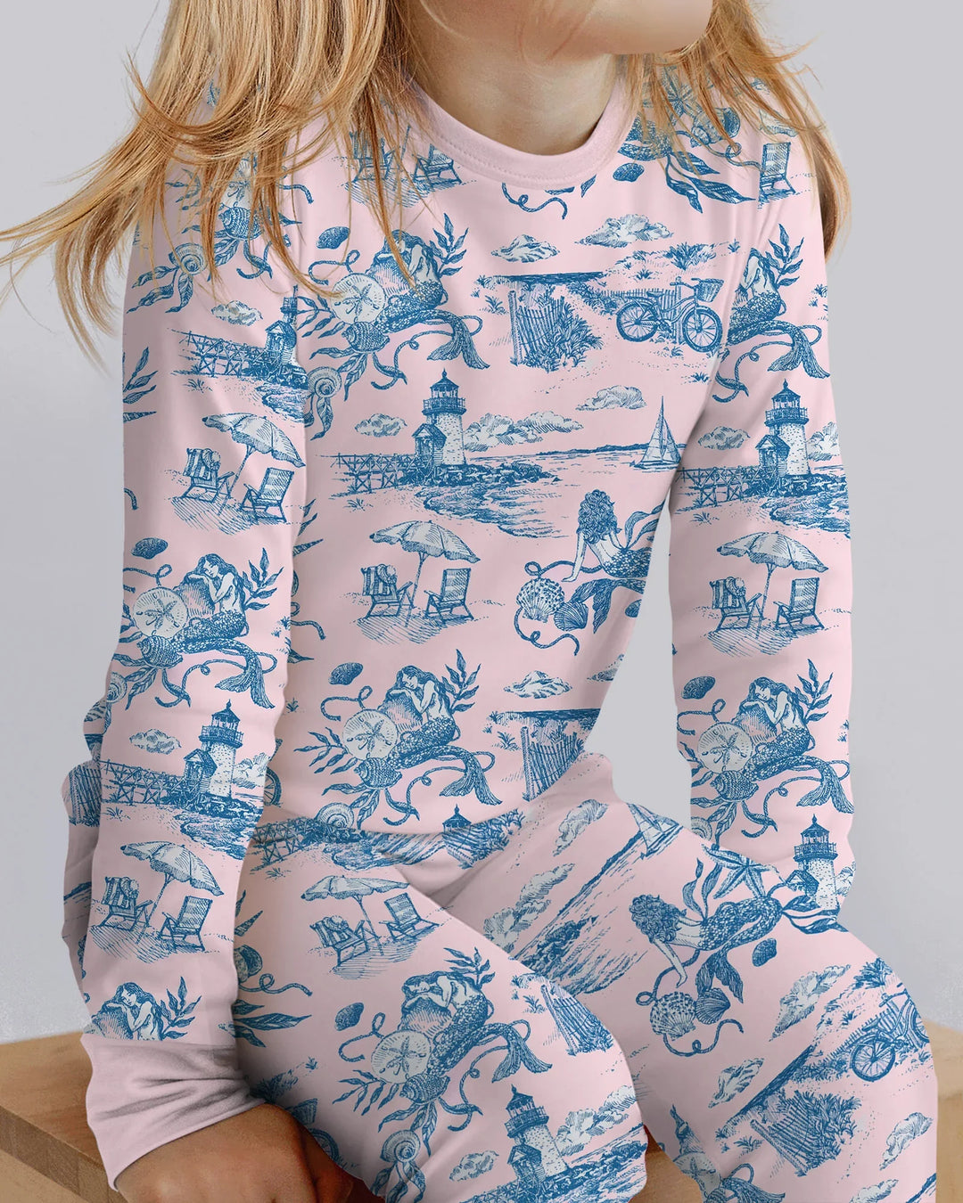 Summer Toile Bamboo Two Piece Long Sleeve Pajama Set