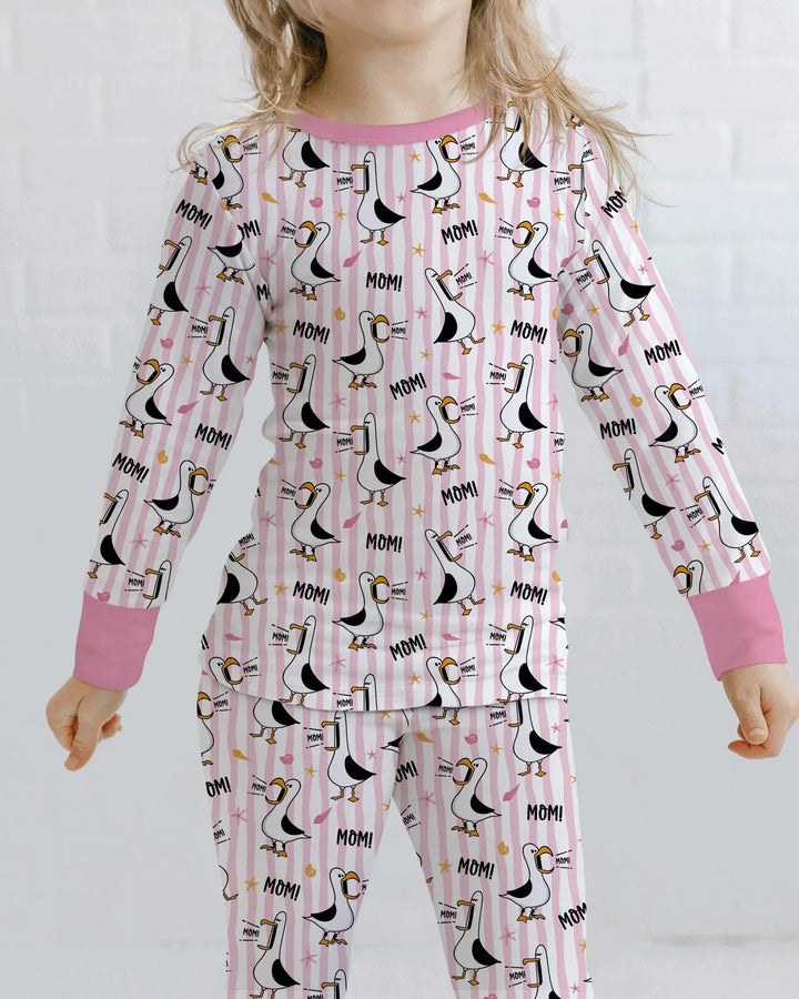 Seagull mom Mom MOM Bamboo Two Piece Long Sleeve Pajama Set