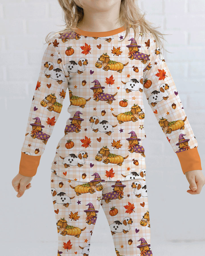 Spooky Dachshund Bamboo Two Piece Long Sleeve Pajama Set