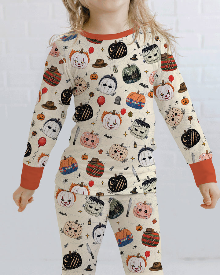 Horror Movie Pumpkins Bamboo Two Piece Long Sleeve Pajama Set