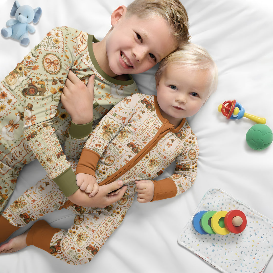 Farmhouse Fall Goose Family Matching Bamboo Convertible Zippy