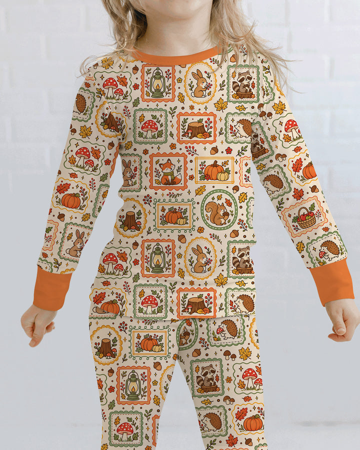 Woodland Animal Fall Bamboo Two Piece Long Sleeve Pajama Set