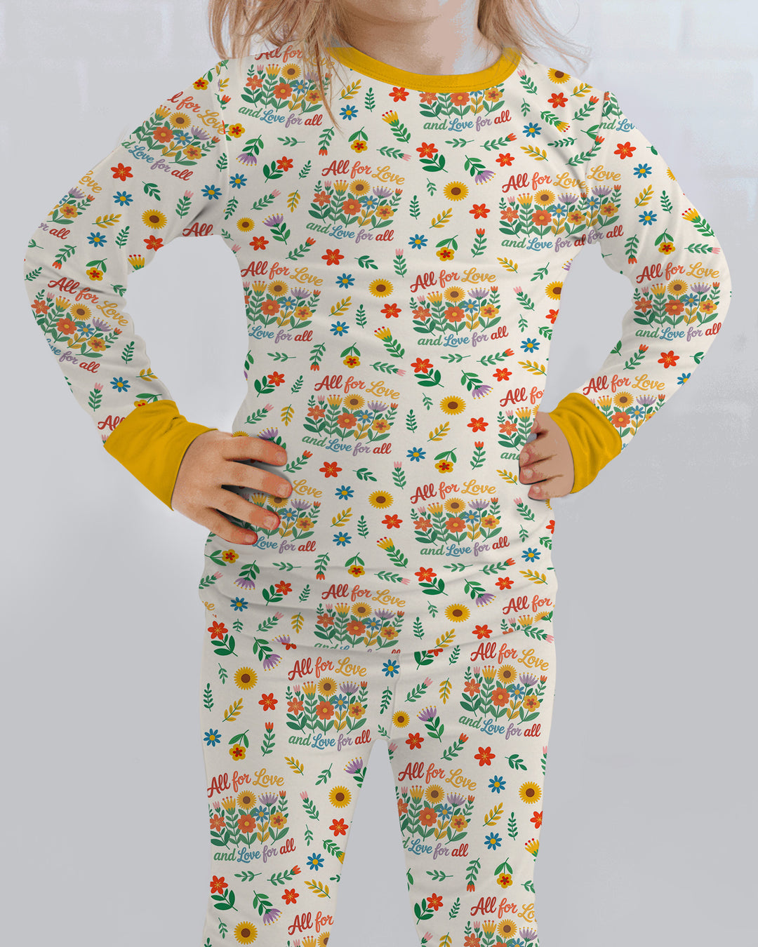 Love For All Family Matching Bamboo Two Piece Long Sleeve Pajama Set