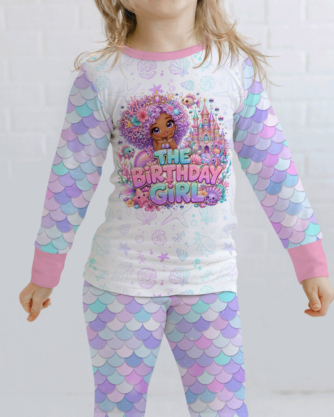 Black Mermaid The Birthday Girl  Bamboo Two Piece Long Sleeve Pajama Set