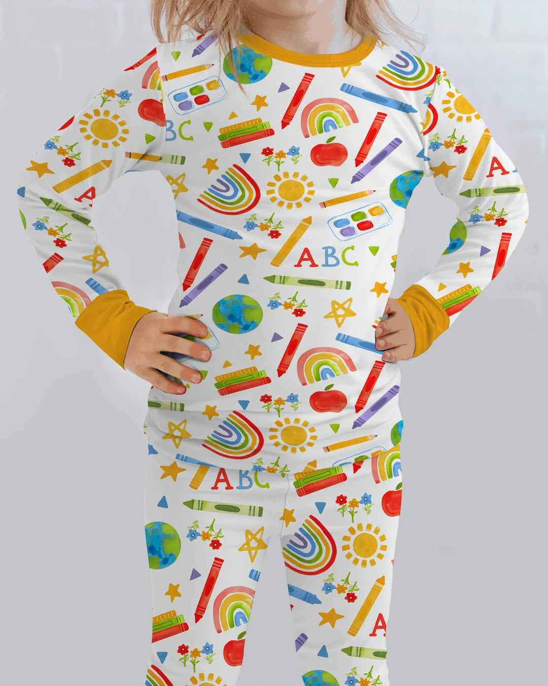 School Scribbles Bamboo Two Piece Long Sleeve Pajama Set