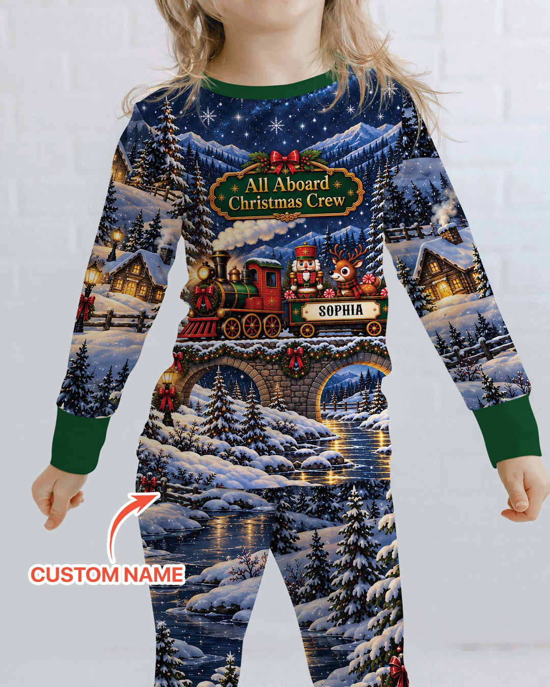 All Aboard Christmas Crew Bamboo Two Piece Long Sleeve Pajama Set
