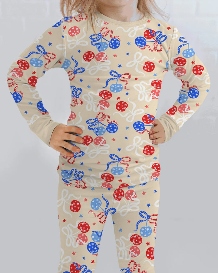 Cherry America 4th of July Bamboo Two Piece Long Sleeve Pajama Set