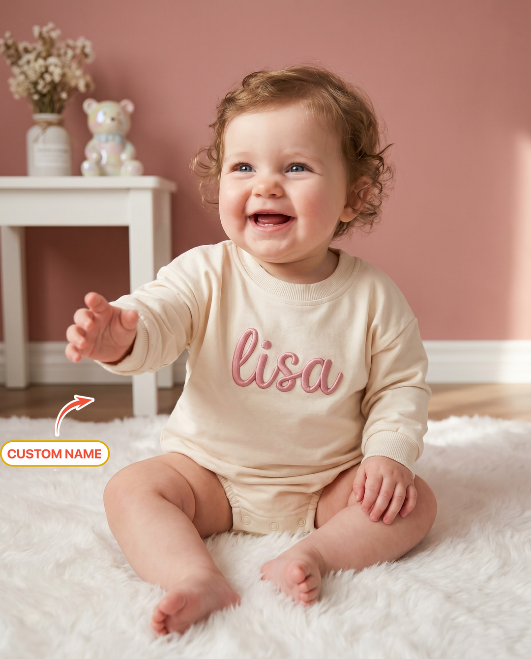 Custom Name Bamboo Long Sleeve Bubble Romper